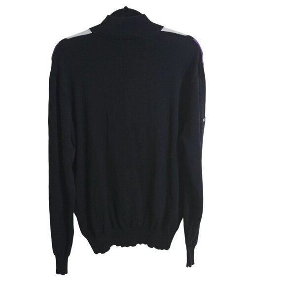 Glenmuir The Open Quarter Zip Argyle Cotton Golf Sweater Black & Purple Size XL - Picture 2 of 9